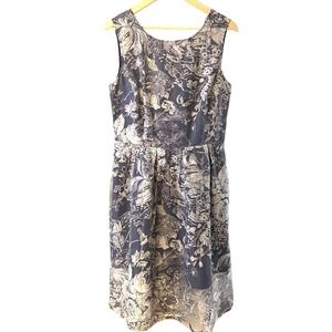 JS COLLECTION Womens‎  Sleeveless Below The Knee Party Fit + Flare Dress Navy 10